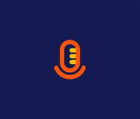 Mic Logo Premium Minimal emblem design template Symbol for Podcast audio company 