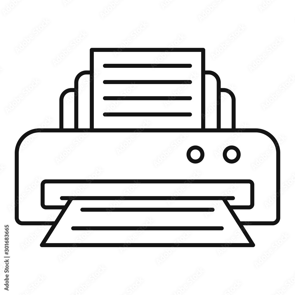 Sticker office printer icon. outline office printer vector icon for web design isolated on white background