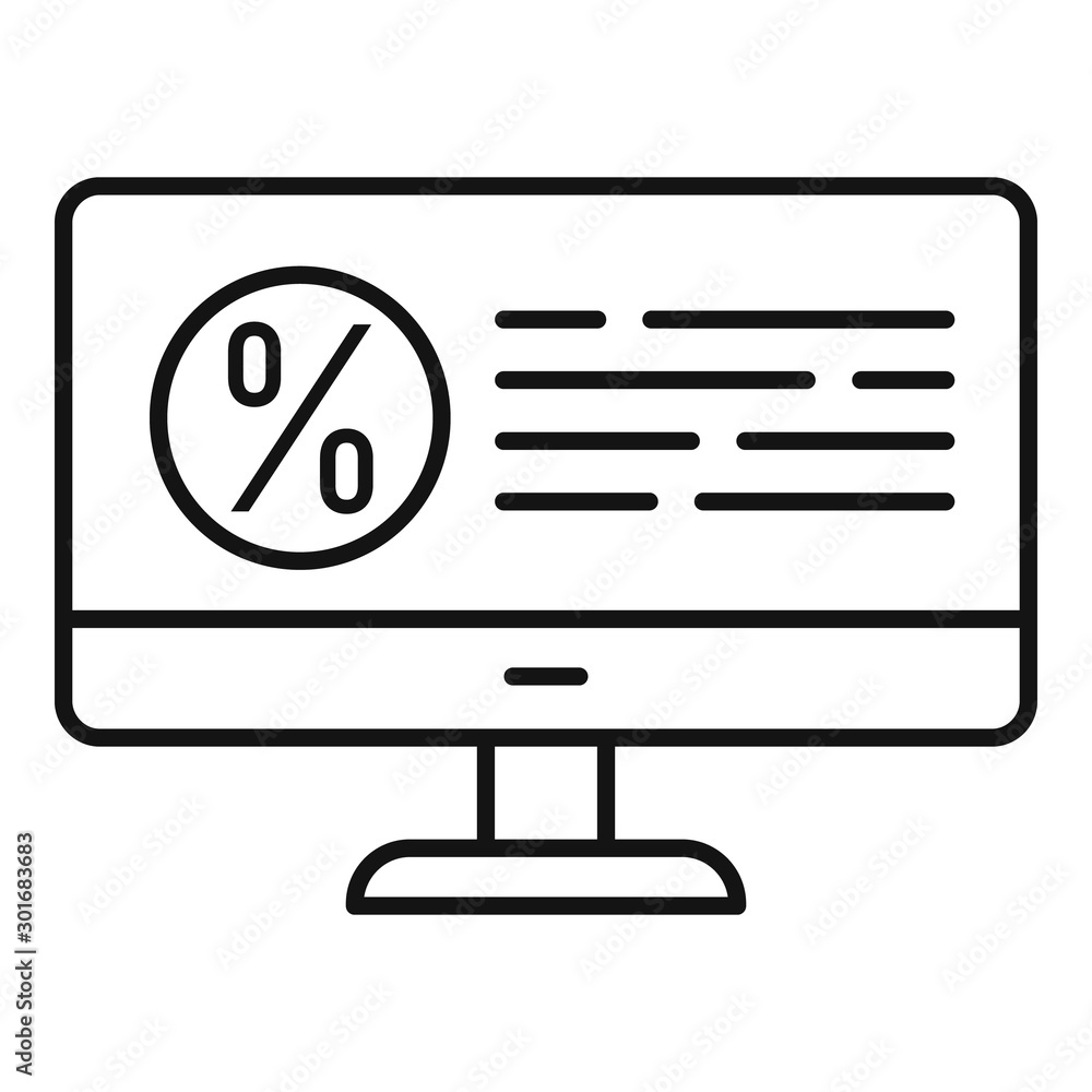 Poster tax computer monitor icon. outline tax computer monitor vector icon for web design isolated on white