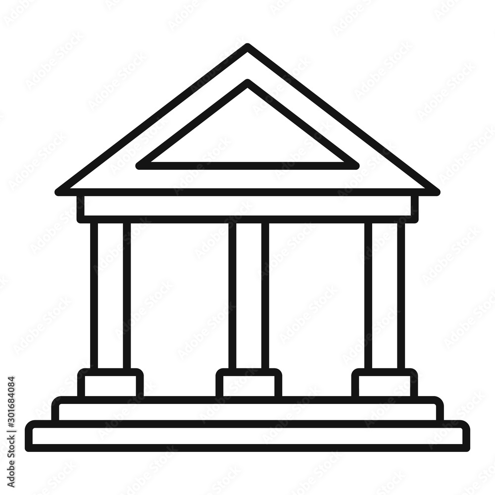 Poster bank building icon. outline bank building vector icon for web design isolated on white background