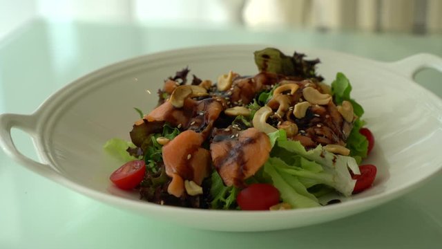 mixed salad with smoke salmon - healthy food style