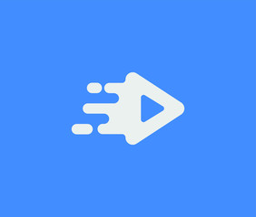 Play button play fast Logo Premium Minimal emblem design template Symbol for Film digital music company