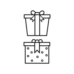 Set of simple icons with gift box and bow on white background