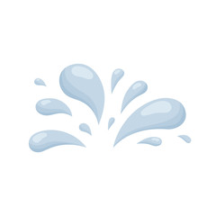 Big splash of small drops and splashes. Hand drawn cartoon illustration of blue aqua. Symbol of splashing liquid in doodle style. Isolated vector. Color flat water drop icon