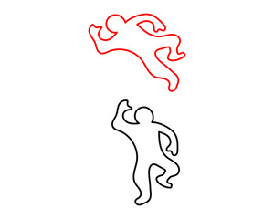 Set of simple icons with criminal scene outline of a man on the floor