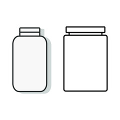 Set of simple icons with glass jars and lids