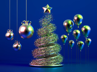 Beautiful luxury New Year Christmas holiday background. 3d illustration, 3d rendering. 3d ..illustration, 3d rendering.