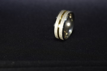 Silver ring with gold Two colors are jewelry. Designed for being a wedding ring