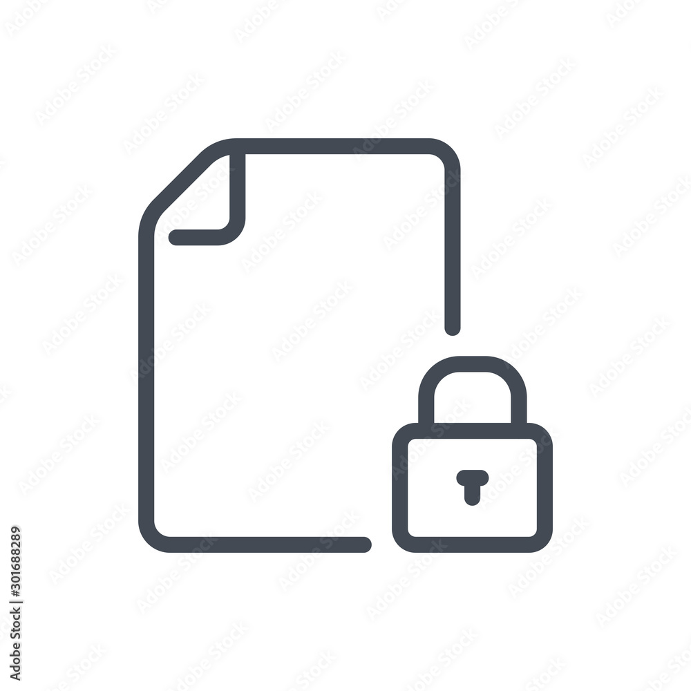 Poster File with password line icon. Document with private access vector outline sign.