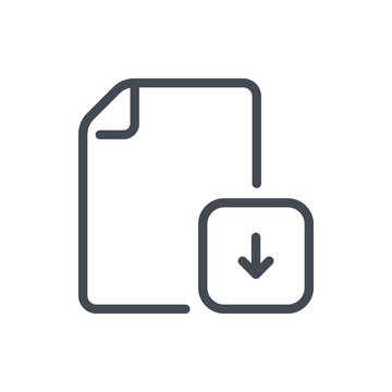 Download File Line Icon. Import Document Vector Outline Sign.