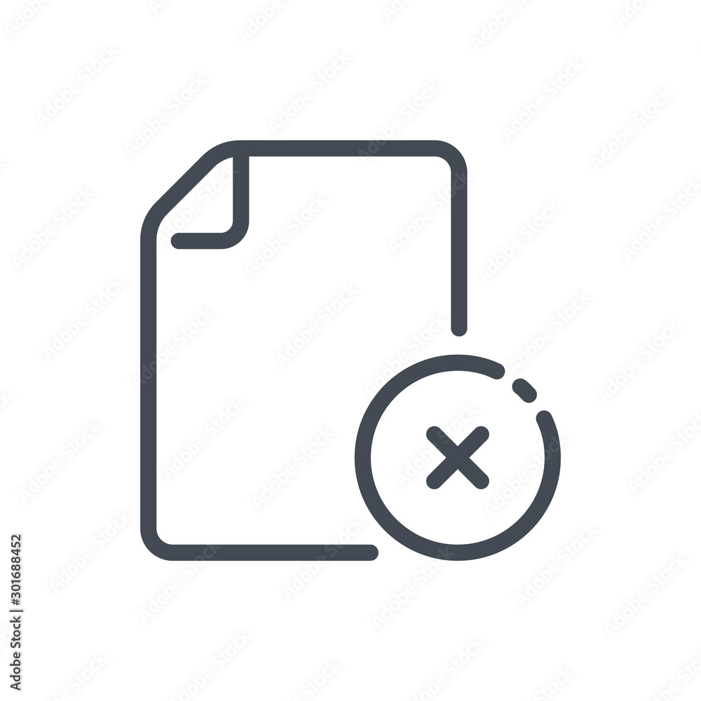 Poster error file line icon. document with x cross vector outline sign.