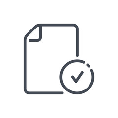 Approve file line icon. Document with check mark vector outline sign.