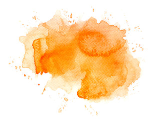 abstract watercolor background.splash color orange on paper.