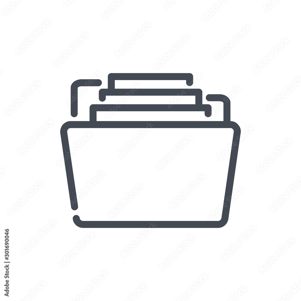 Poster folder with files line icon. open folder with documents vector outline sign.