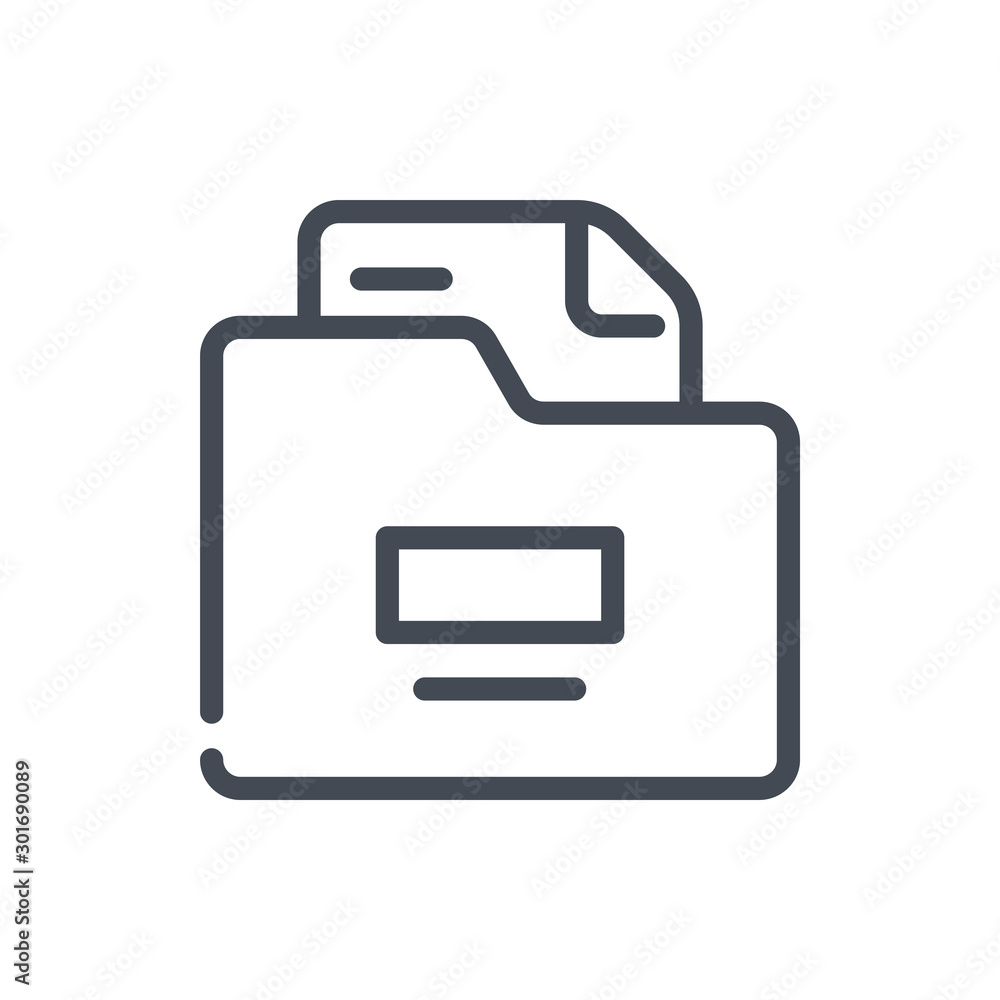 Poster document folder line icon. folder with files vector outline sign.