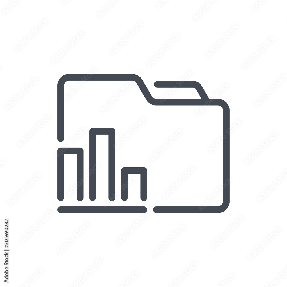 Poster folder statistics line icon. folder analytics report vector outline sign.