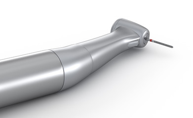 Dental handpiece on white. Medically accurate 3D concept