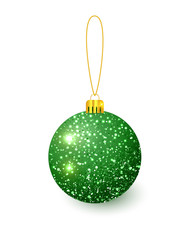 Green Christmas tree toy isolated on a transparent background. Stocking Christmas decorations. Vector object for christmas design, mockup.