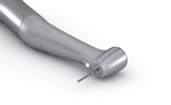 Dental handpiece on white. Medically accurate 3D concept