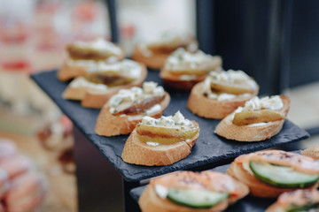 holiday salty buffet with various vegetables and meat flavors