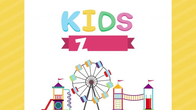 kids zone lettering with playground games