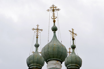 Domes of the Russian Orthodox Church with crosses.