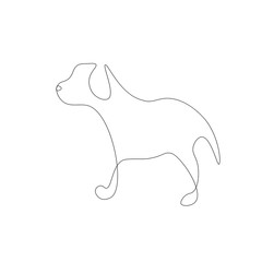 Cute puppy continuous line drawing, vector illustration	