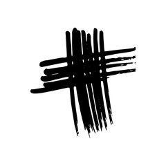 Hand drawn black ink brash stroke. Simple abstract element. Single, careless painted vector. Black, isolated on a white background.