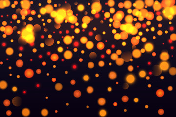 Fototapeta na wymiar Golden bokeh background. Christmas glowing lights. Holiday decorative effect.