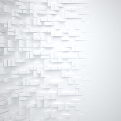 white abstract background with squares, 3d render