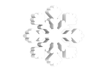 white snowflake for Merry Christmas - 3d render flat style