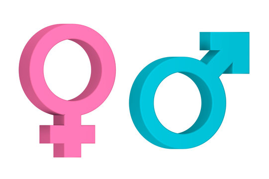 Gender symbol to indicate male and female, sex icon - 3d render flat style