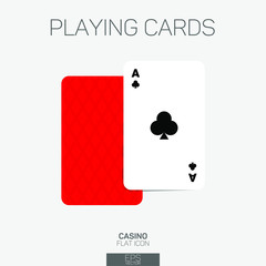 Playing cards ace club suit color icon