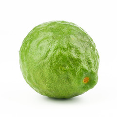 fresh bergamot fruit, Kaffir Lime, Citrus bergamia with leaf isolated on white background