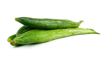 Snake gourd, Serpent gourd, Chichinda, Trichosanthes anguina Linn or cucumerina Isolated on white background. food ingredient and Healthy food for slow down aging