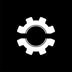Gear icon isolated on black background 