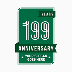 199 years anniversary design template. One hundred and ninety-nine years celebration logo. Vector and illustration.