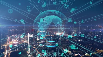 Smart city and communication network concept.