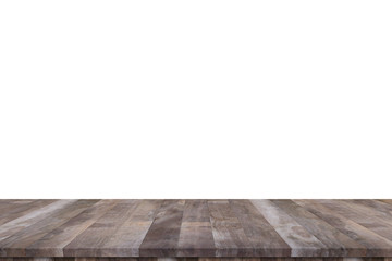 Wood table top with concrete wall background. Used for product placement or montage.