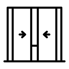 Closing elevator doors icon. Outline closing elevator doors vector icon for web design isolated on white background