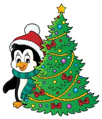 Penguin with Christmas tree image 1
