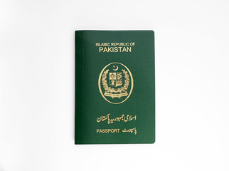 Pakistani Green Passport isolated on a white background