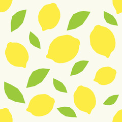 Seamless pattern with lemon and leaves. Abstract pattern. Vector illustration.