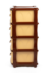 Plastic chest of drawers brown isolated on white background
