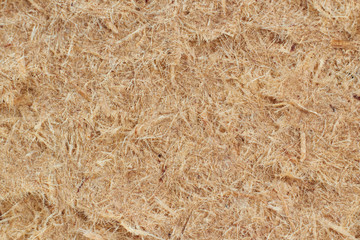 Fine sawdust, the waste is pressed into the sheet material. Photo in close-up (macro).