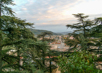 Panoramic view of Grasse town in the hills. French Riviera, north of Cannes. France