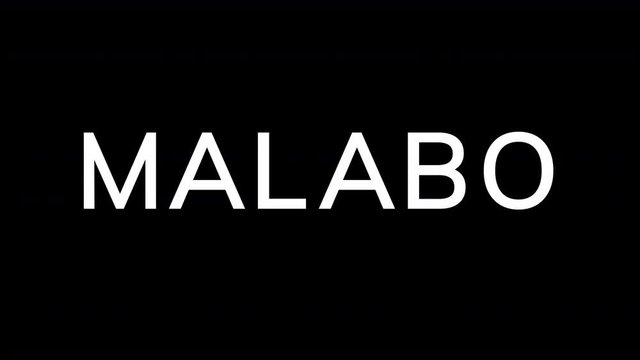 From the Glitch effect arises city MALABO. Then the TV turns off. Alpha channel Premultiplied - Matted with color black