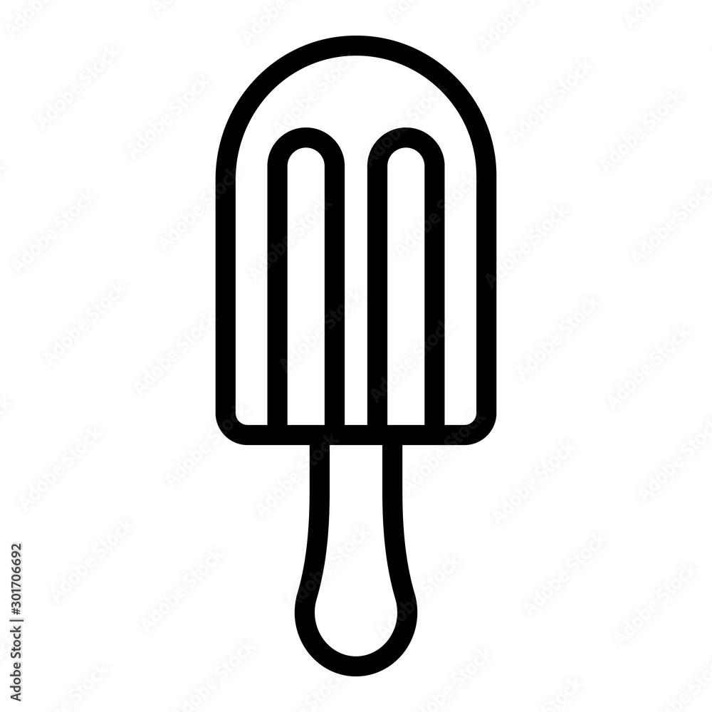 Poster Embossed ice cream on a stick icon. Outline embossed ice cream on a stick vector icon for web design isolated on white background