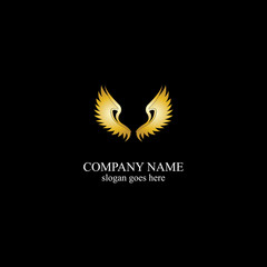 Obraz premium wings gold logo vector illustration template-vector