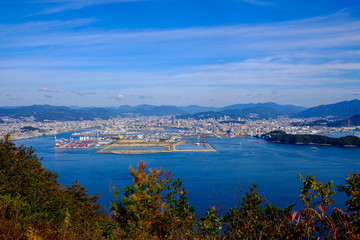 View of Hiroshima city from the top of Ninoshima island, Japan